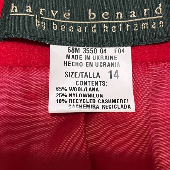Harve Benard by Benard Holtzman Red Wool Blend Cashmere Blazer Jacket 14 - Picture 4 of 5